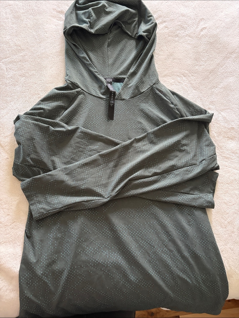 lululemon athletica Olive Green Hooded Pullover with Micro Dot Pattern